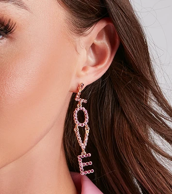 Love Rhinestone Statement Earrings