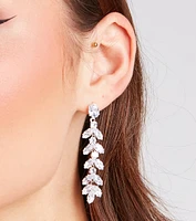 So Chic Rhinestone Leaf Duster Earrings