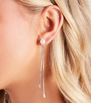 Elegant Sparkle Pearl And Rhinestone Duster Earrings