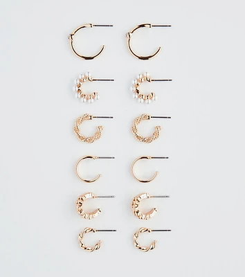 Casual Luxe Look Hoop Earrings Set