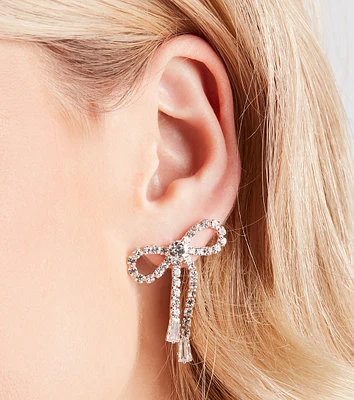 Cutest Glam Vibes Rhinestone Bow Earrings