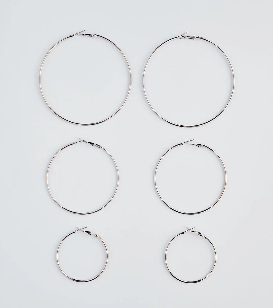 Simply Classic Three-Pack Hoop Earrings