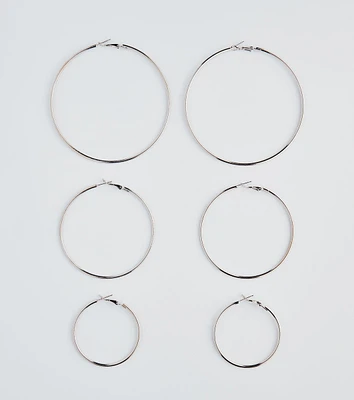 Simply Classic Three-Pack Hoop Earrings