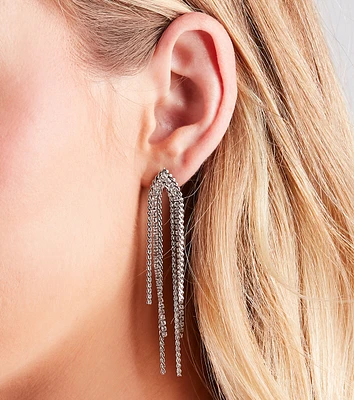 Level Up The Glam Rhinestone Fringe Earrings