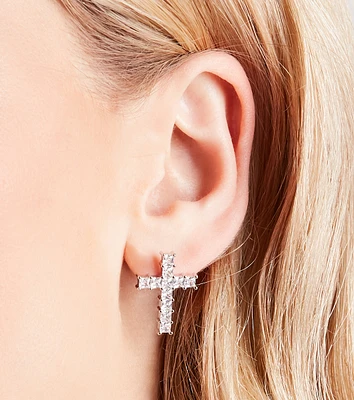 Dainty Cubic Zirconia Cross Earrings