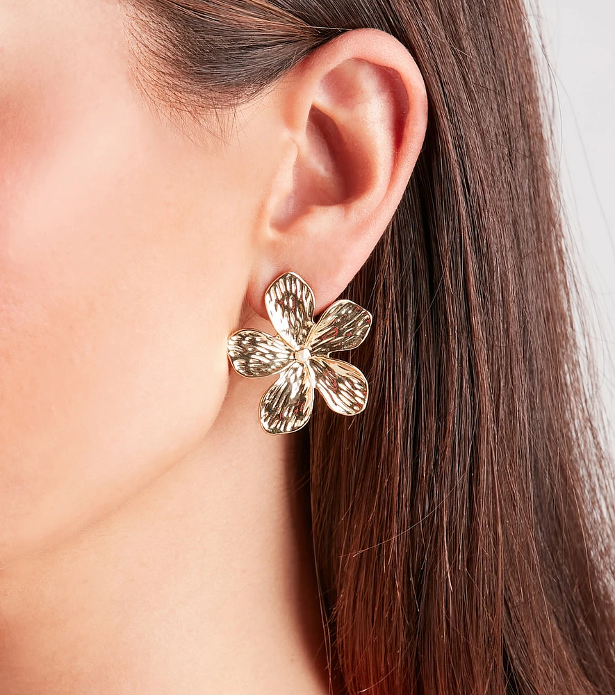 Simply Glam Flower Stud Earrings