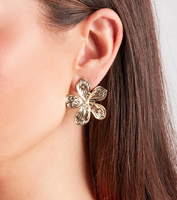 Simply Glam Flower Stud Earrings