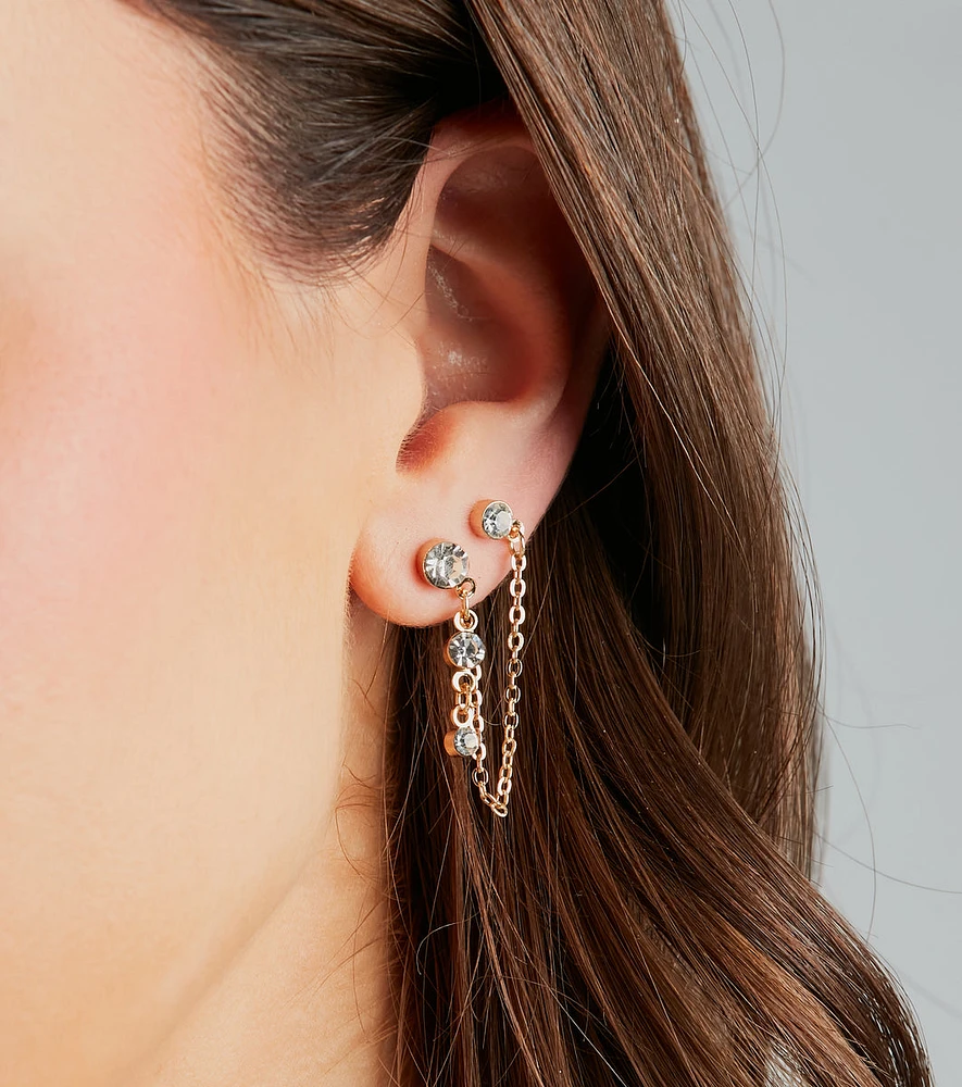 Style And Command Rhinestone Chain Swag Earrings