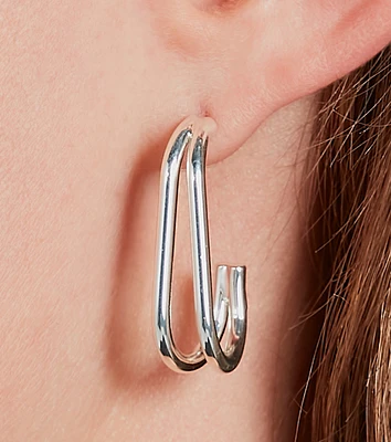 Gleaming Sterling Silver Plated Curved Hoop Earrings