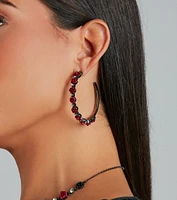 Divine Enchantment Hematite Rose Hoop Earrings