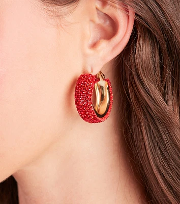 Haute Glamour Small Rhinestone Hoop Earrings
