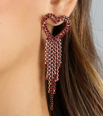 Love With Glamour Heart Fringe Earrings