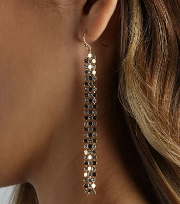 Catch The Light Rhinestone Fringe Earrings