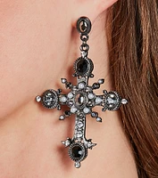 Devoted Style Rhinestone Cross Earrings