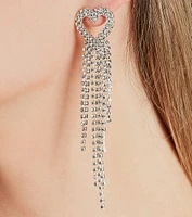 Love For Sparkle Rhinestone Heart Fringe Earrings