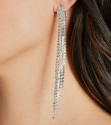 Stunning Elegance Rhinestone Fringe Earrings
