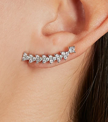 Dainty Sparkle Rhinestone Ear Crawler Earrings