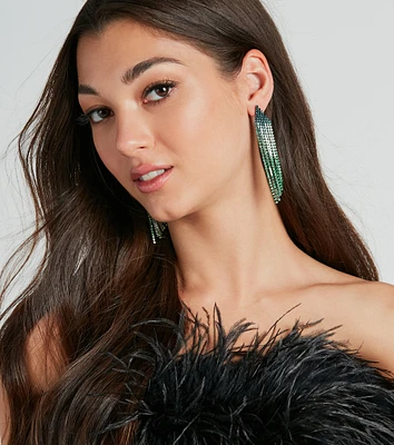 Bold Allure Ombre Rhinestone Fringe Earrings