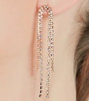 Raining Glitz Iridescent Rhinestone Fringe Earrings