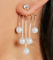 Exude Luxury Rhinestone Stud Faux Pearl Earrings