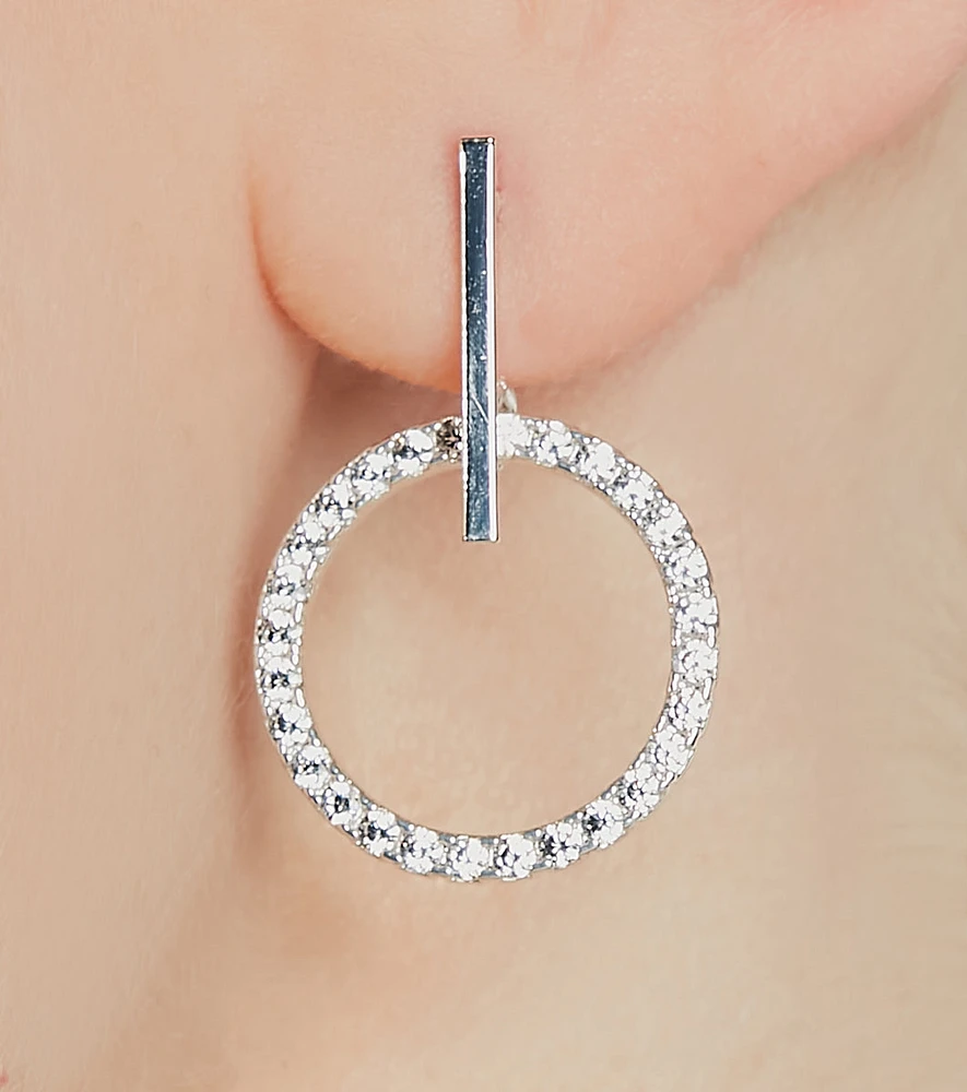 Pretty Sparkle Sterling Silver Plated Cubic Zirconia Hoop Earrings