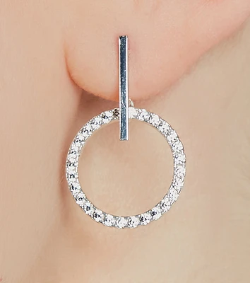 Pretty Sparkle Sterling Silver Plated Cubic Zirconia Hoop Earrings