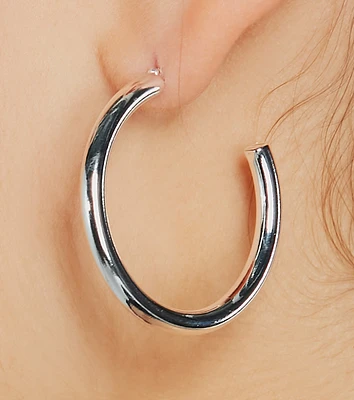 Sleek Classic Sterling Silver Plated Hoop Earrings