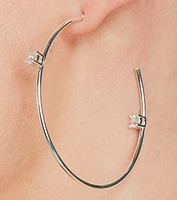 Luxe Allure Sterling Silver Plated Cubic Zirconia Hoop Earrings