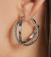 Decadent Charm Rhinestone Twist Hoop Earrings