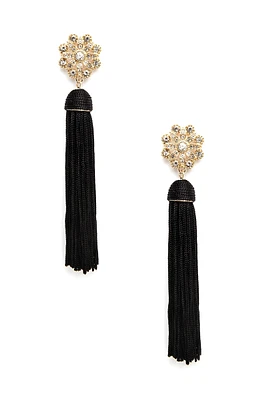 Bloom Rhinestones Tassel Earrings