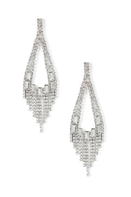 Rhinestone Fringe Chandelier Earrings