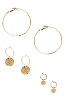 Coin Hoop Earrings Set