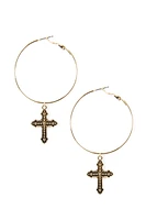 Cross Charm Hoops