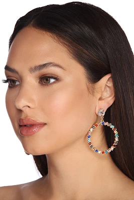 Glass Mosaic Gemstone Hoop Earrings