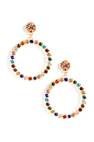 Glass Mosaic Gemstone Hoop Earrings