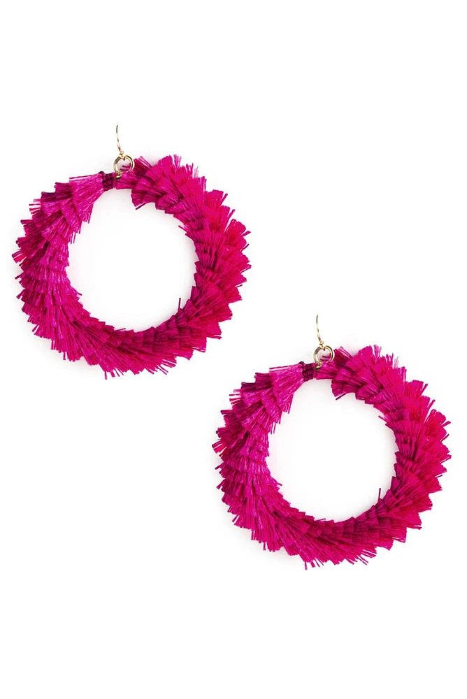 Bring The Drama Tassel Hoop Earrings