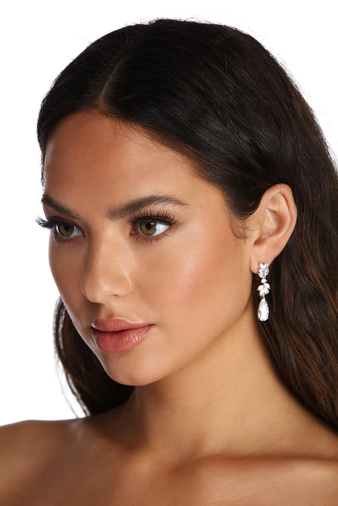 Statement Cubic Zirconia Teardrop Earrings