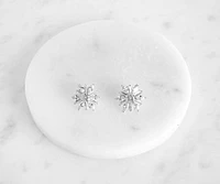 Cubic Zirconia Flower Stud Earrings