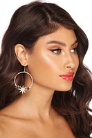 Rhinestone Starburst Hoop Earrings