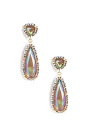 Iridescent Beaded Stone Duster Earrings