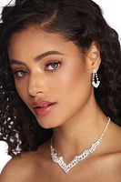 Scalloped Rhinestone Necklace & Earrings