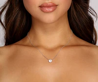 Cubic Zirconia Pendant Necklace And Studs