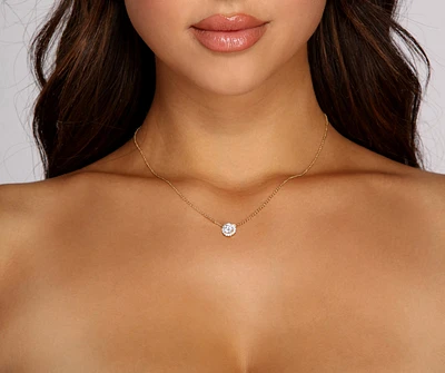 Cubic Zirconia Pendant Necklace And Studs