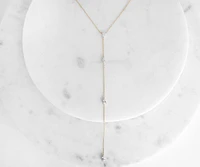 Long Tear Drop Cubic Zirconia Lariat