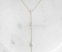 Long Tear Drop Cubic Zirconia Lariat