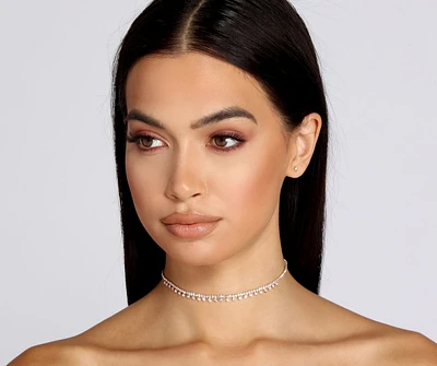 Dainty Rhinestone Choker and Studs Set