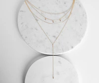 Dainty Stone Lariat Necklace