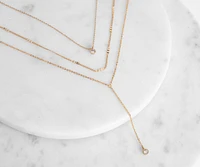 Dainty And Crinkled Lariat Necklace Set