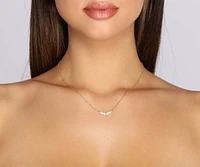 18K Gold Dipped Cubic Zirconia Dainty Wing Necklace