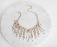 Boho Glam Rhinestone Fringe Choker Necklace